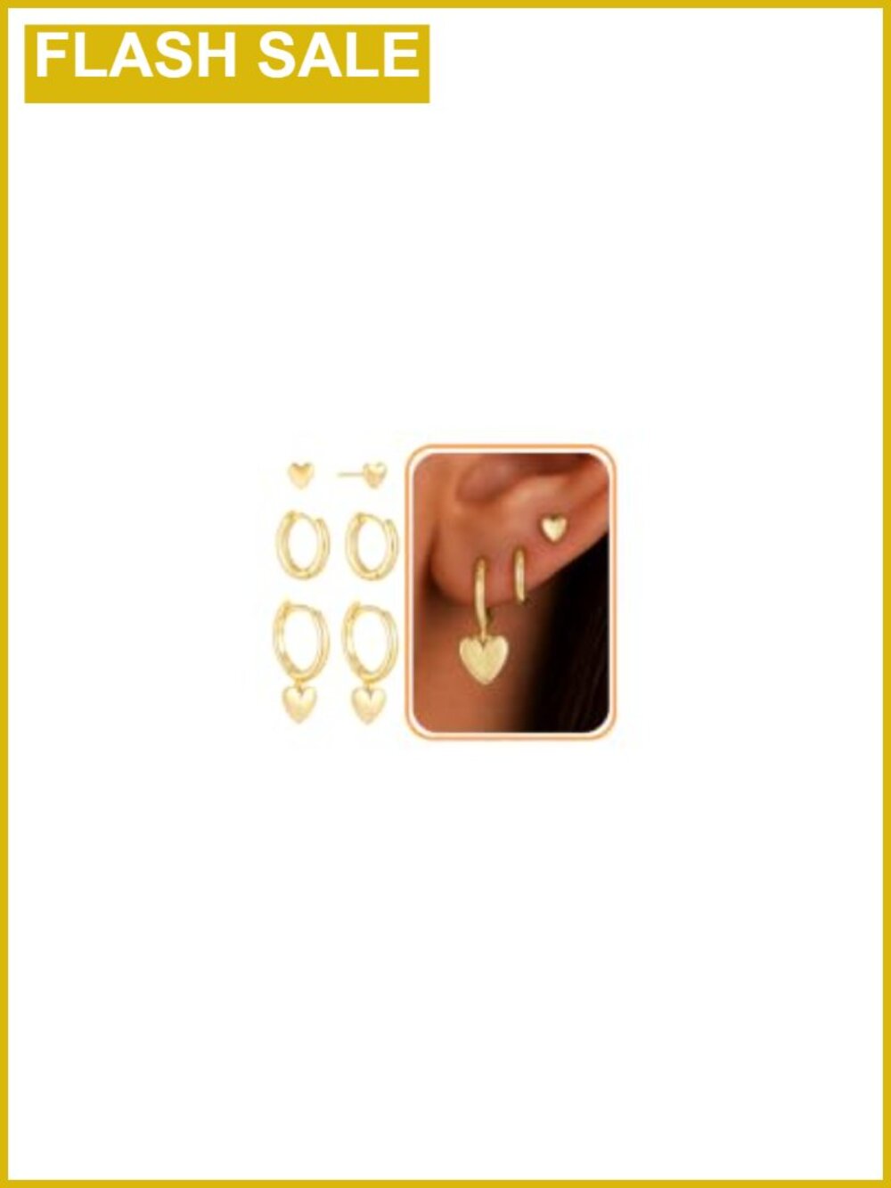 3 Pairs Gold Plated Dangle Stud Hoop Earrings Set for Women